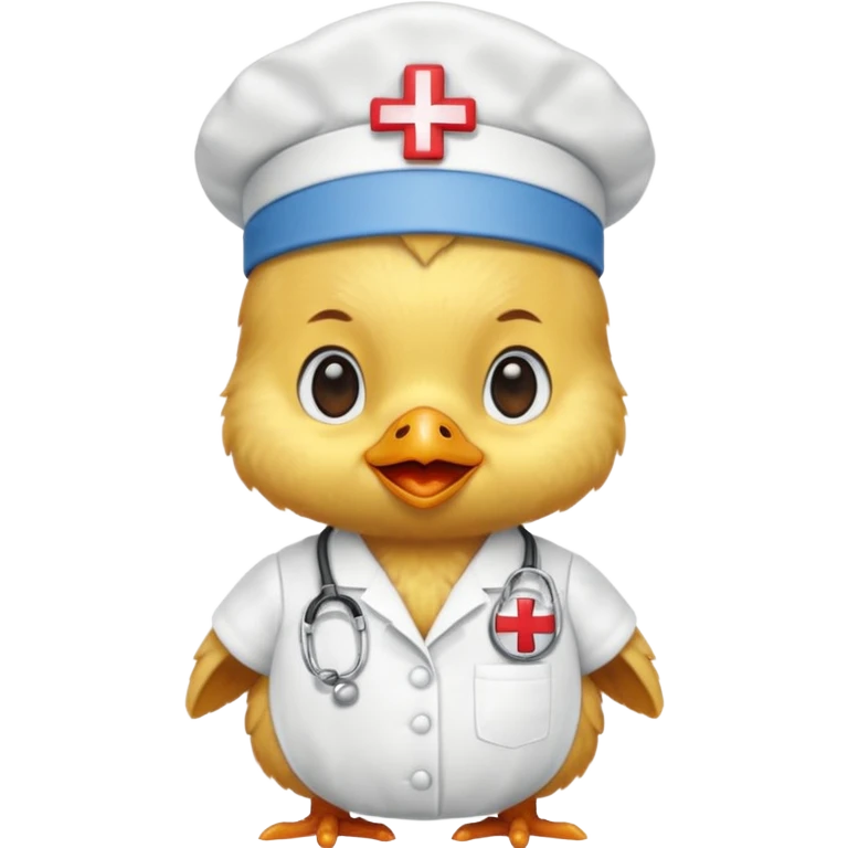 A baby chicken dressed as a nurse emoji