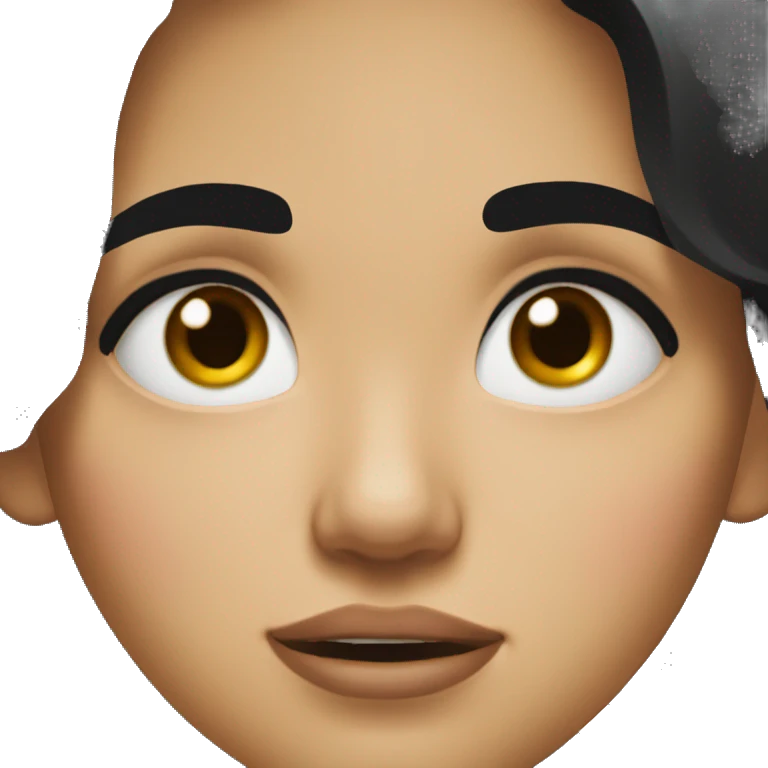 a girl with black hair and thick eyebrows crying on her phone emoji