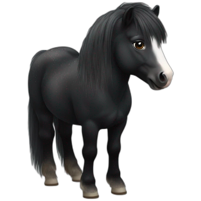 black shetland pony with small white fleck on shoulder emoji
