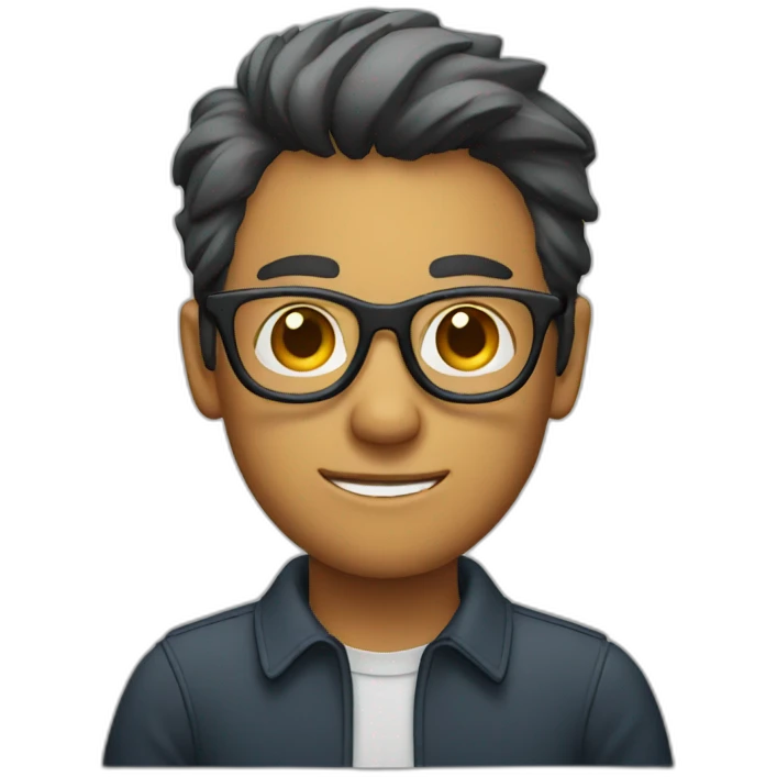 a man with glasses with a camera emoji