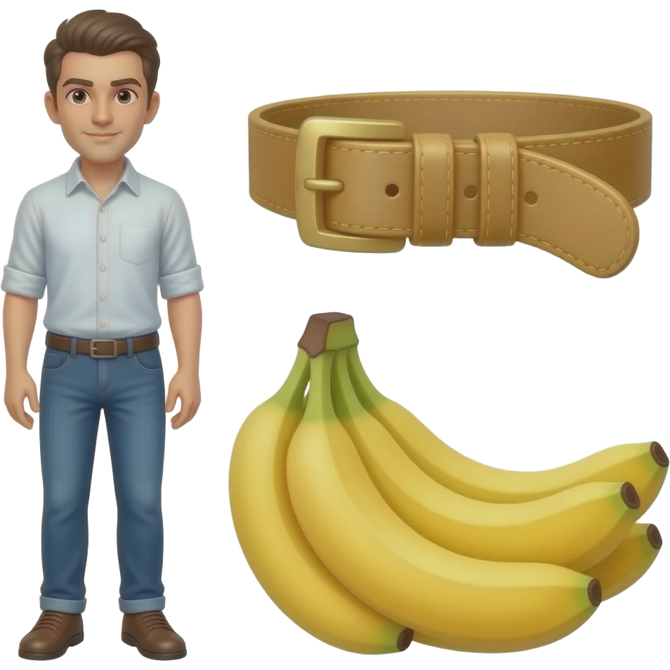 A white person full body banana next to belt emoji