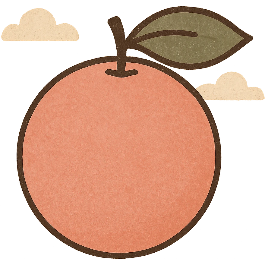 flat icon of a whole pink grapefruit with a leaf, minimal and clean design, using only 3-4 colors emoji