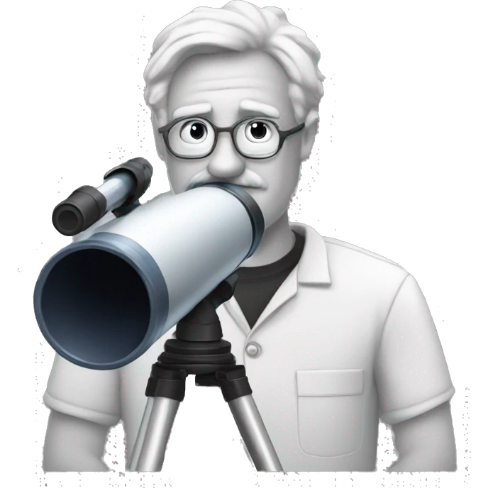 astronomer with a telescope and *his shirt titled*as "ASTRONOMERS CLUB" emoji