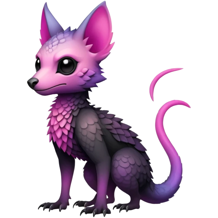 Cool Edgy Black-pink-purple-gradient badass Trico-animal-creature full body emoji