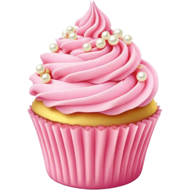 Cinematic Realistic Pink Cupcakes, fluffy pastel pink frosting swirled elegantly on top of golden cupcakes, tiny edible pearls adding a delicate touch, soft warm lighting creating a dreamy atmosphere, glowing with sweetness and charm. emoji