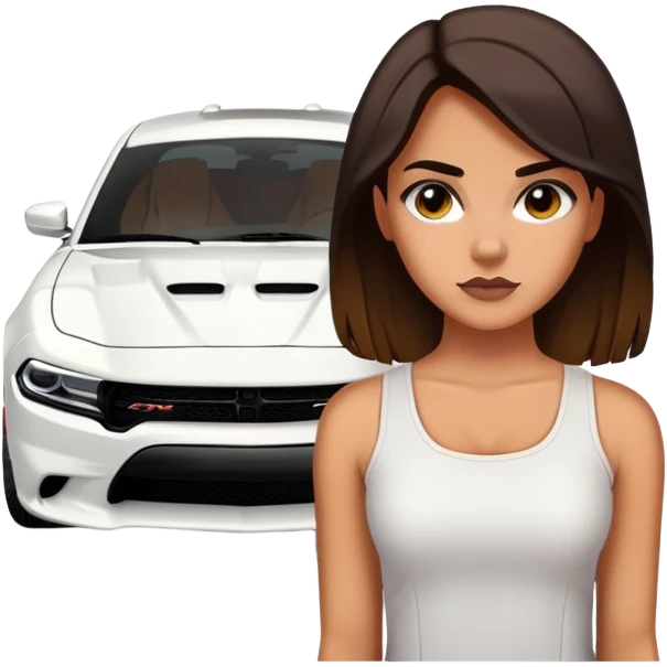 Dodge charger hellcat with tan girl in front of it emoji