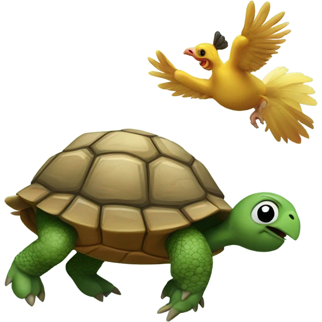 Turtle with chicken dancing emoji