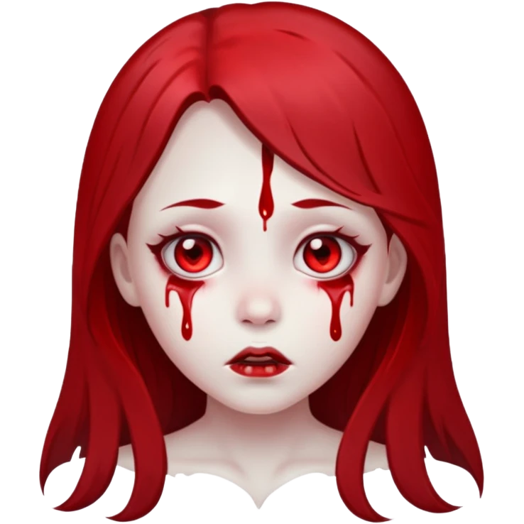 ghost girl face with blood tears emoji