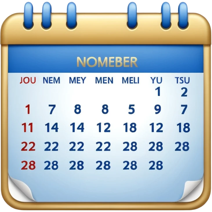 no generate an ios style background free calender, blue and gold and white with the date 22 november highlited emoji