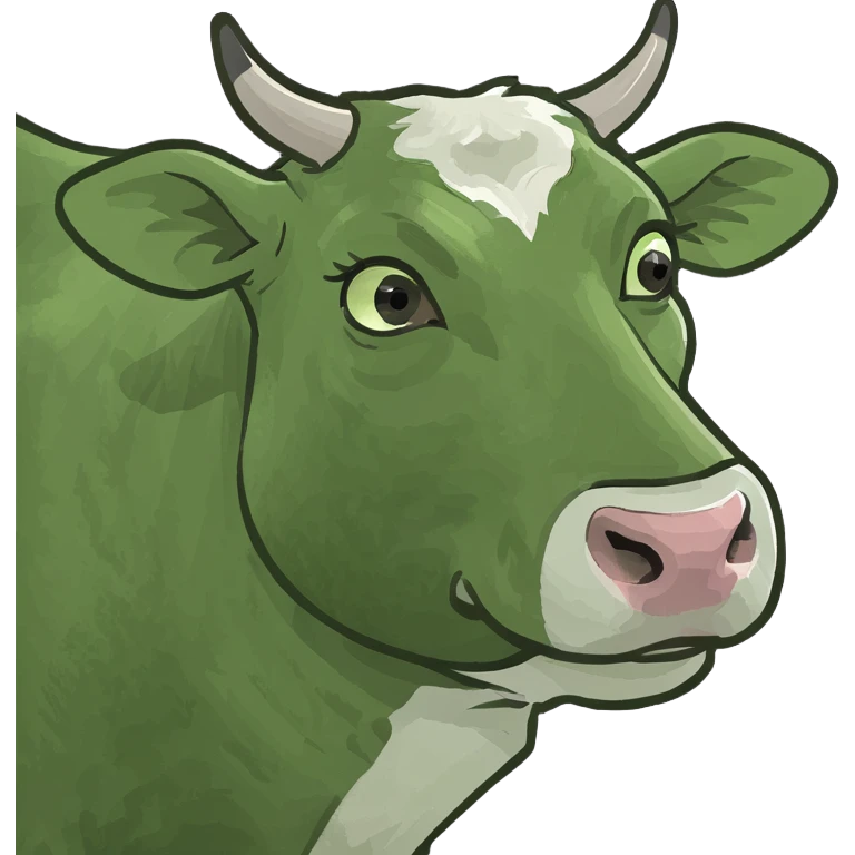 female Cow eating pink slop emoji