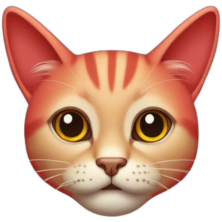 Gato cabezón de color rojo en un cielo rojo emoji