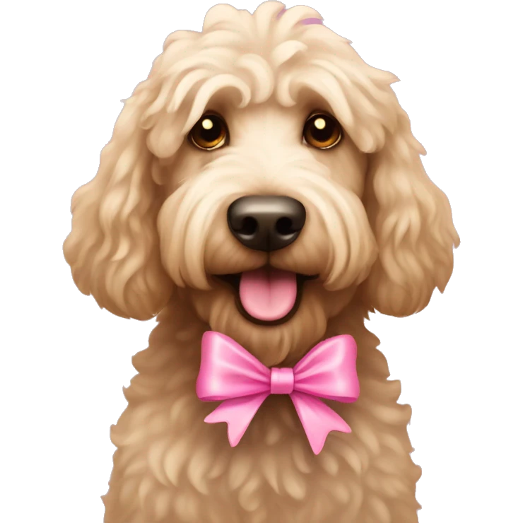 Labradoodle with pink bows emoji
