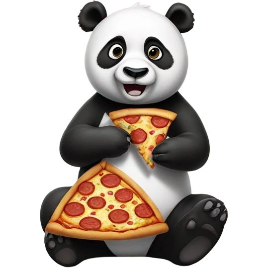 Panda Eating a slice of pizza with soda emoji