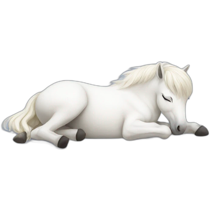 white pony sleeping lying on the ground emoji