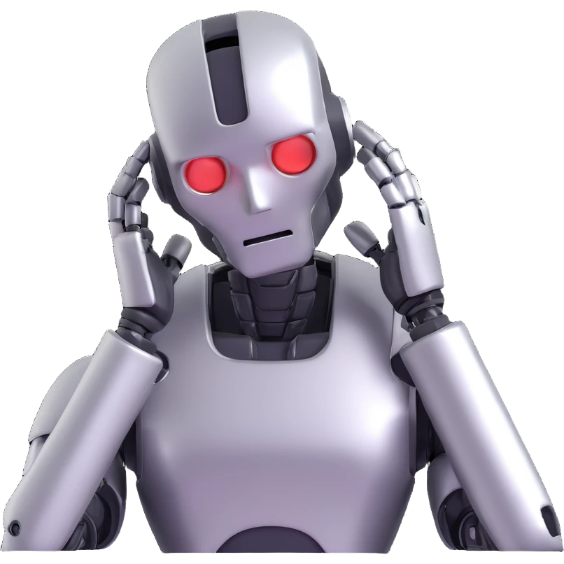 robot facepalm, metallic, cartoon style emoji
