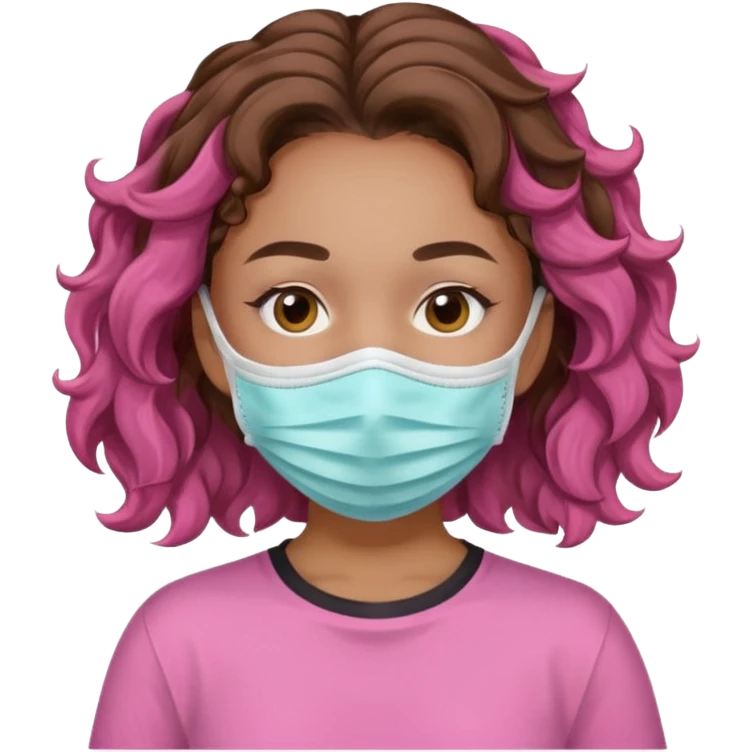 lightskin girl having a spa day with face mask and pink shirt and brown wavy hair  emoji