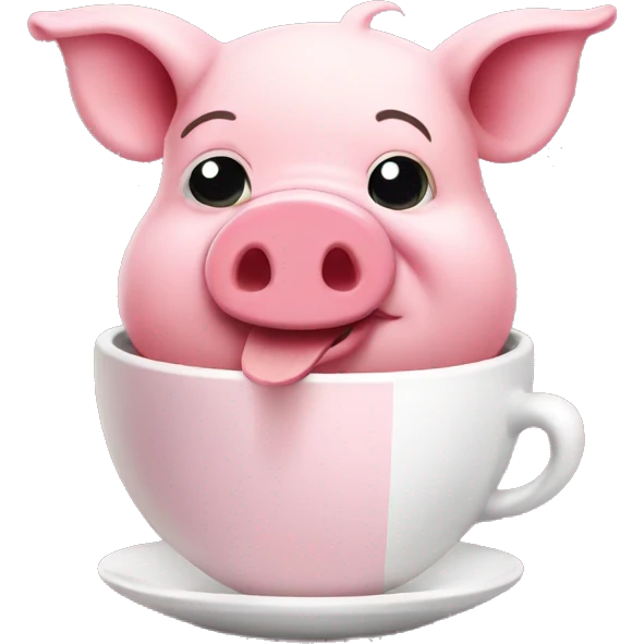pink pig drinking coffee emoji