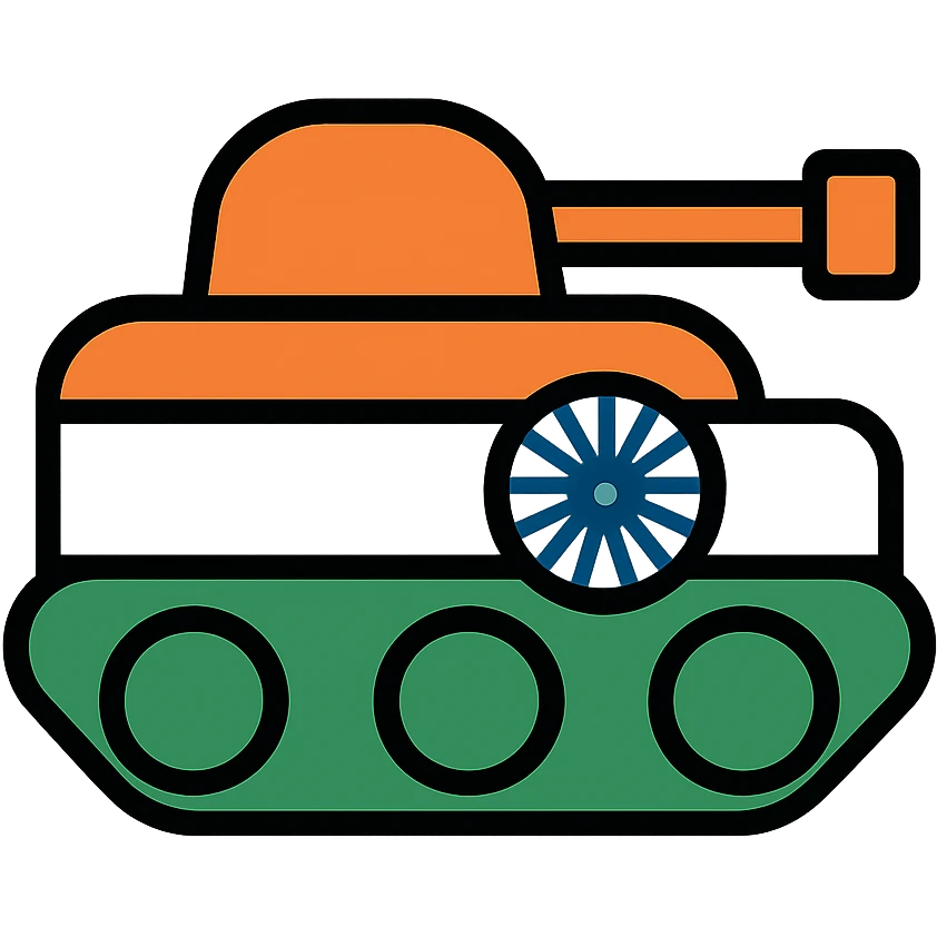 Indian Army tank with orange, white, and green colors emoji