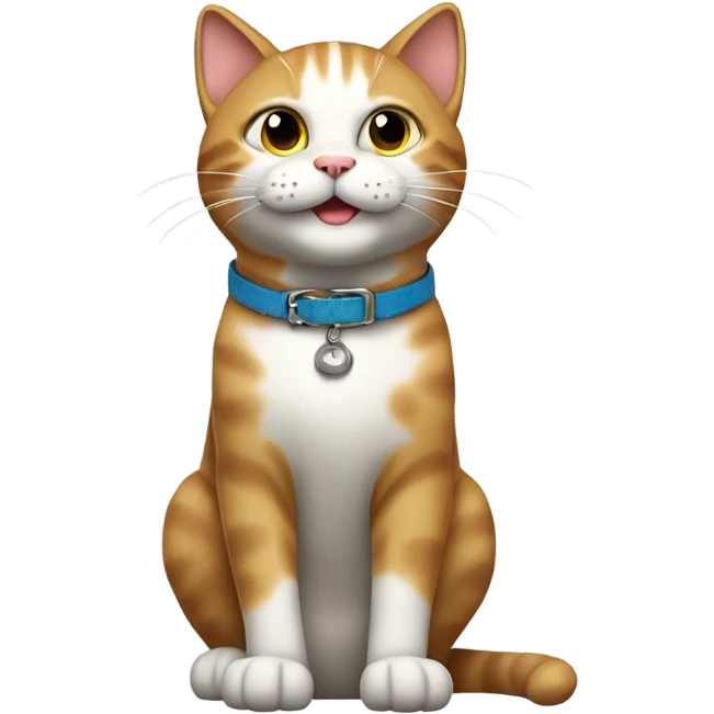 Happy cat, full body cat, cat collar, side perspective emoji