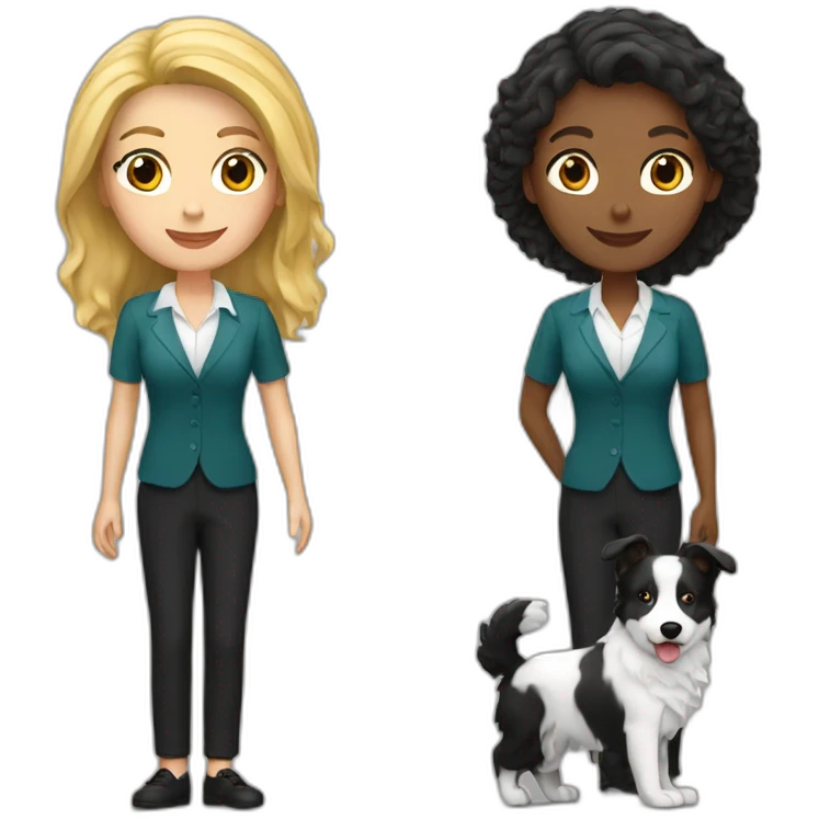 blond english teacher with black white border collie emoji