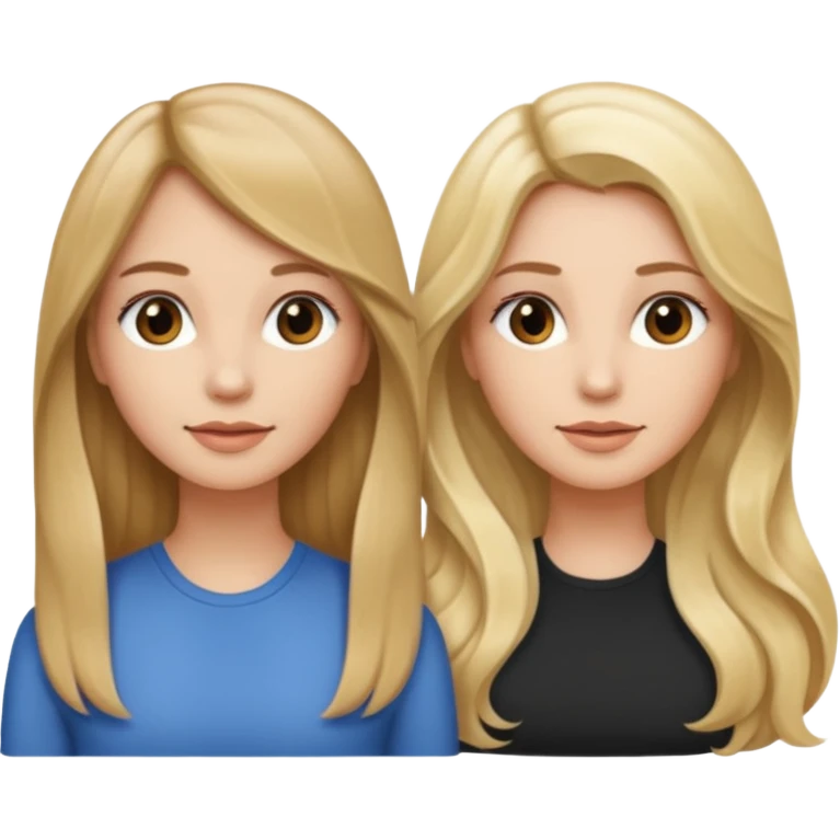 Uma cabelo loiro lizo e grande outra cabelo ondulado meio castanho meio loiro e outra lizo castanho emoji