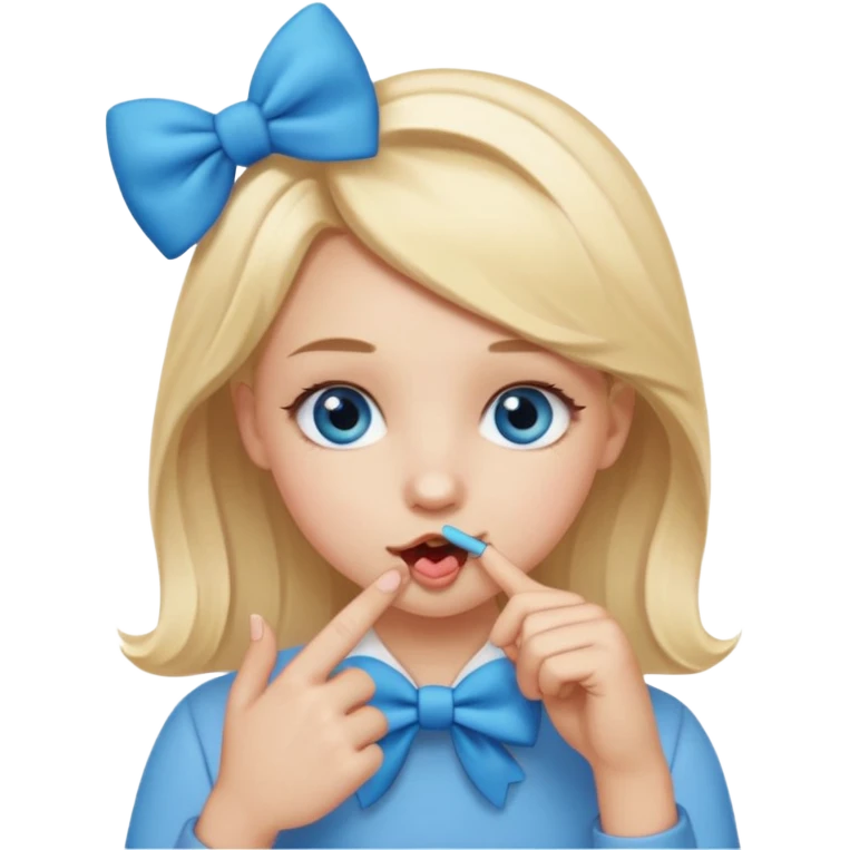 Emoji que se este mordiendo el dedo y que la persona tenga un moño coqueto emoji