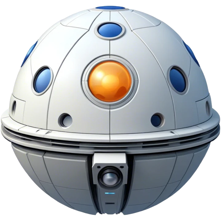 a realistic, spherical spaceship shaped like a ball, with a smooth surface and realistic details. Like a cst-100 spaceship. emoji