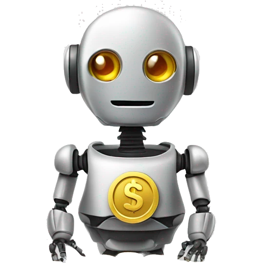 Cute robot with dollar coins emoji