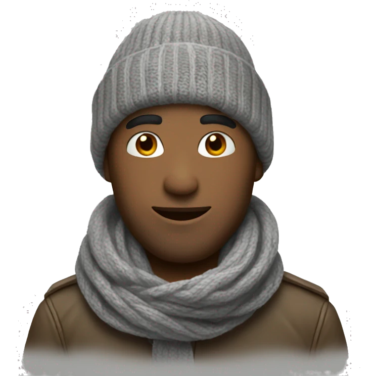 Man wearing a scarf and a beanie emoji