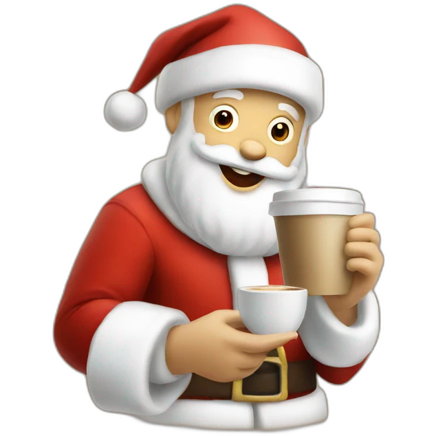 Happy Santa drinking coffee emoji