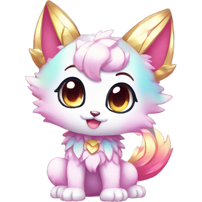Cute Kawaii Chibi Anthro Sona Pretty Shiny Colorful Sparkly Fakemon-Sona Full Body emoji
