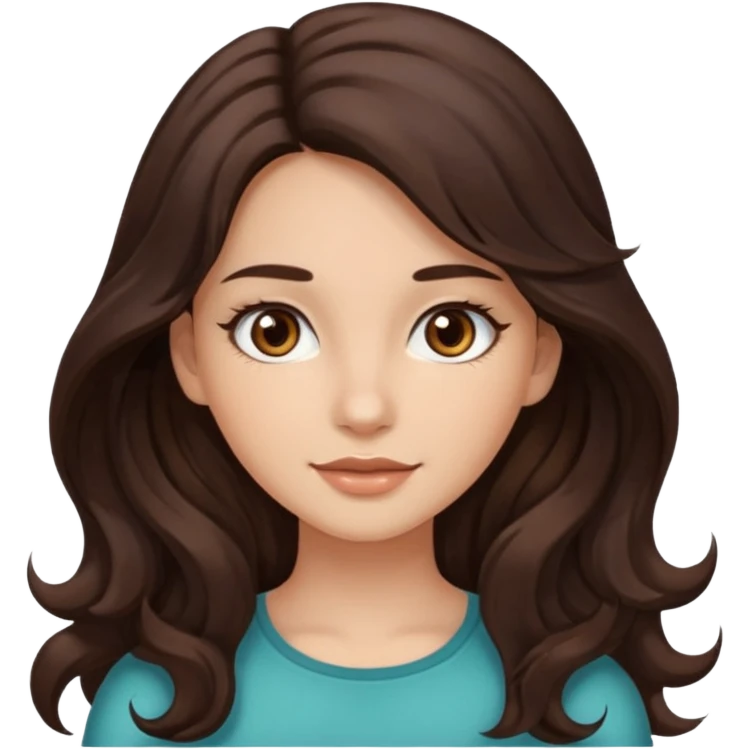 girl with wavy long dark brown hair, brown eyes, light to medium complexion, long lashes emoji
