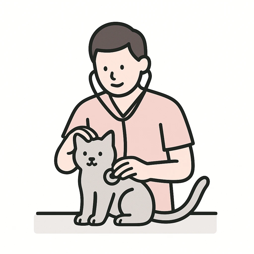 veterinarian examining a cat emoji