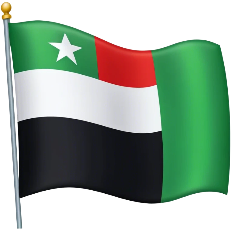 Flag of a Green-White-Black tri color with 3 red stars on the center emoji