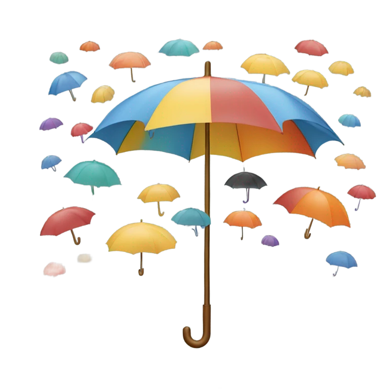 Numbers raining with umbrella emoji