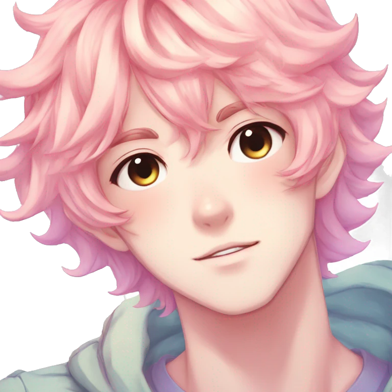 Gorgeous colorful shiny romantic pastel anime style shojo man with blushing face aesthetic and pretty hair trending style emoji