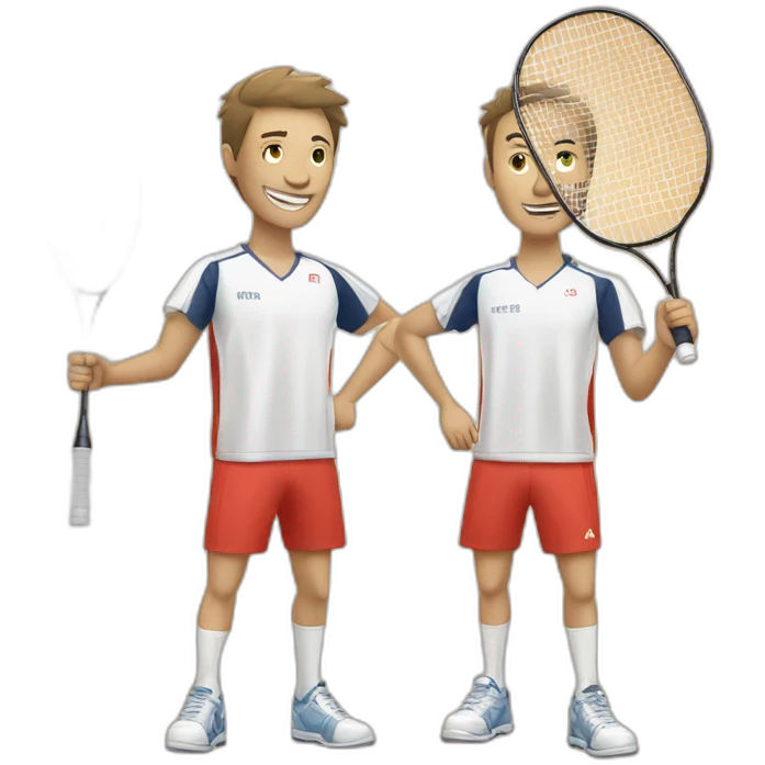 2 chats qui font du badminton avec une souris emoji