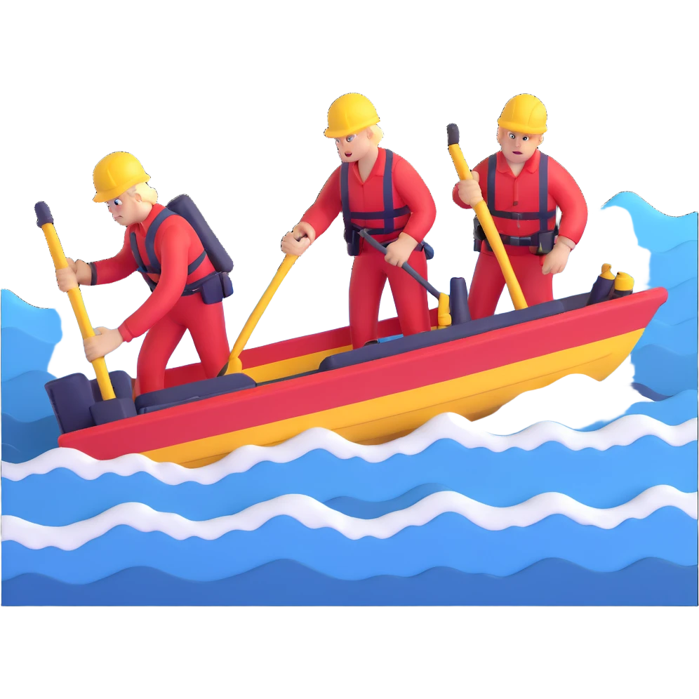 Team of marine geologists struggling to retrieve core samples in rough stormy ocean waves emoji