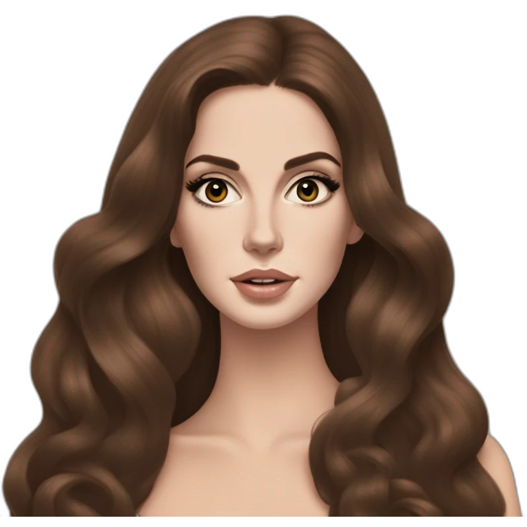 Lana del rey, charismatic, makeup, her eyes half open, holding her cigaret with long hair emoji