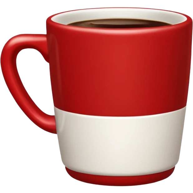 A coffee cup emoji with a red, brown, and white color theme emoji