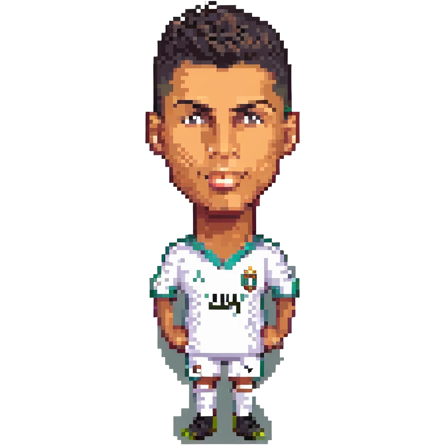 Cristiano Ronaldo caricature, pixel art style emoji