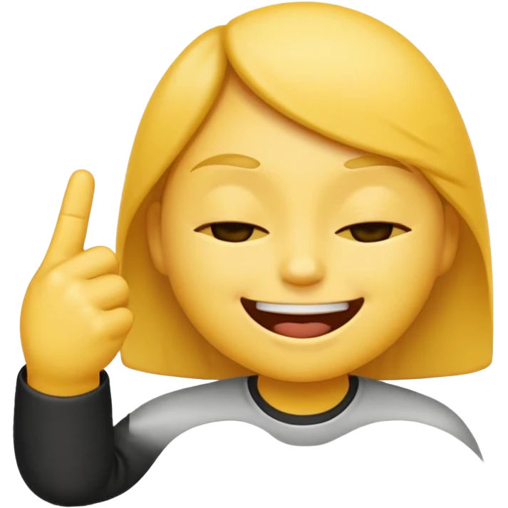 An emoji with eyes closed and smiling and pulling the middle finger emoji