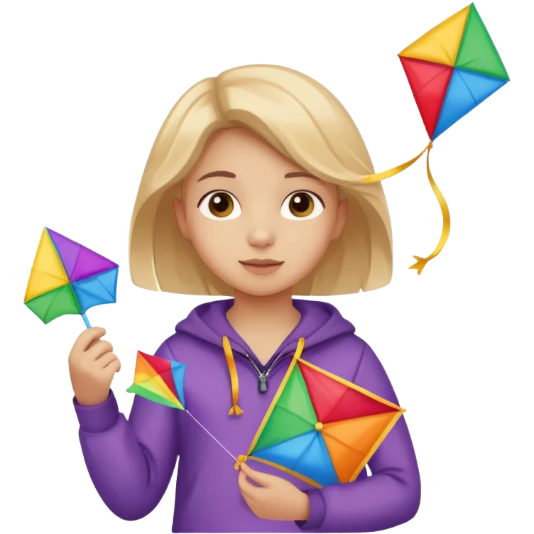 little girl kid holding kite in front of her chest emoji