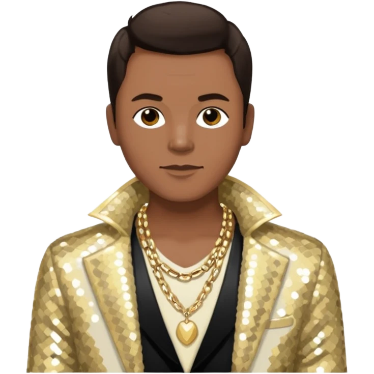 Philip Bailey from Earth Wind and Fire with dark brown hair, ivory sequin jacket, shirtless with necklace  emoji