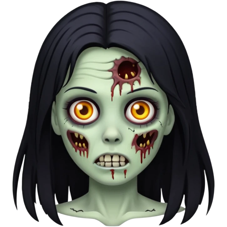white girl like a zombie with black long hair emoji