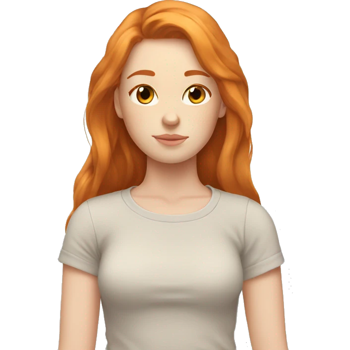 Aesthetic Ginger girl straight thick hair relaxing emoji