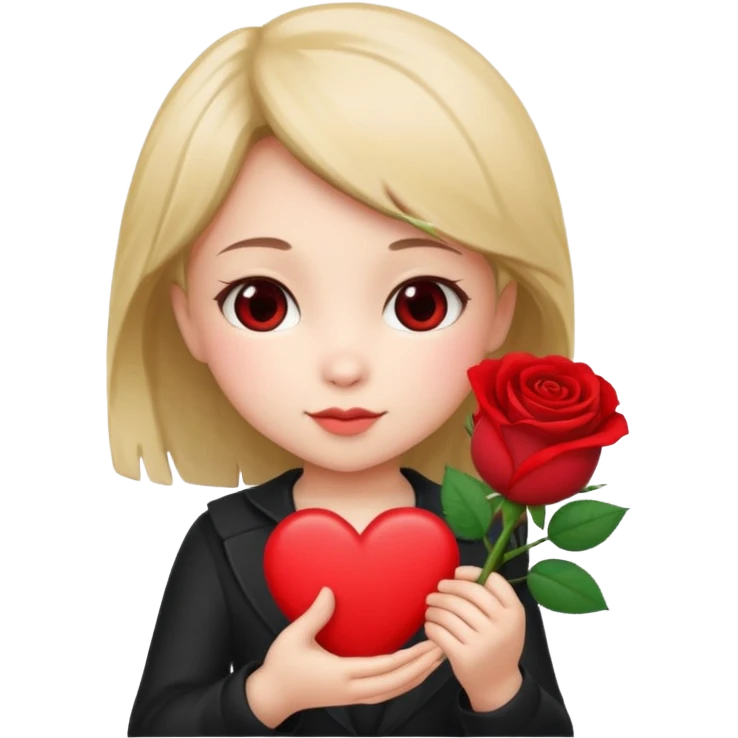 Chibi girl giving heart and rose emoji