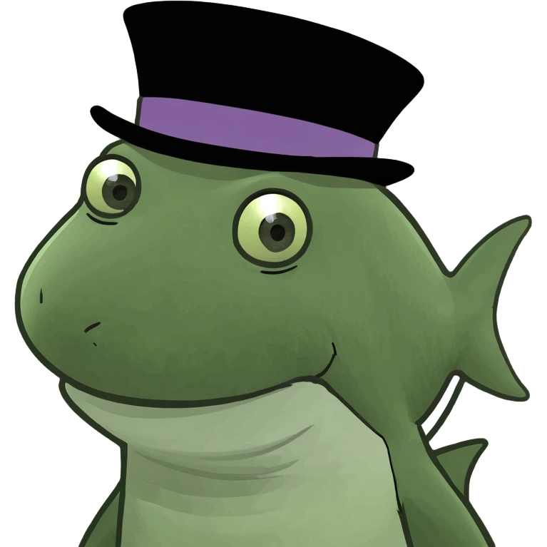 Shark with a top hat emoji