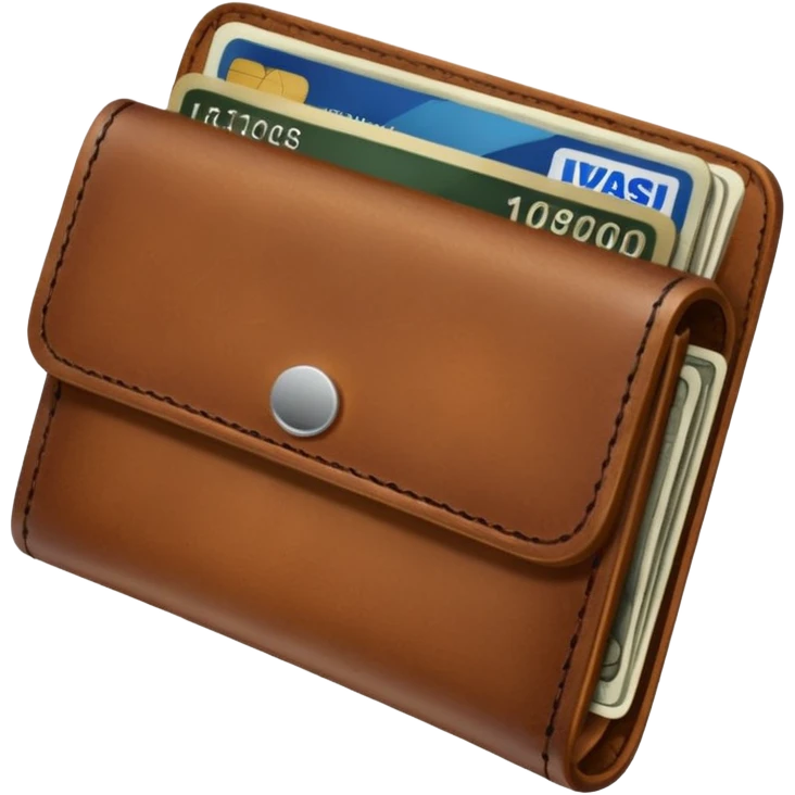 portefeuille marron avec quelques billets et carte bancaire emoji