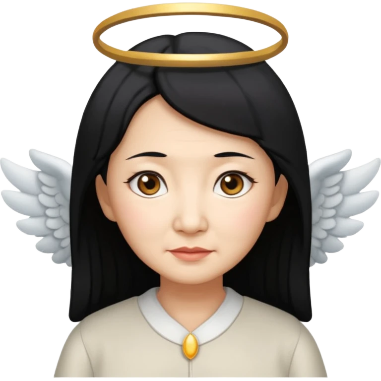 Angel Old Lady with wings black hair asian  smaller eyes emoji